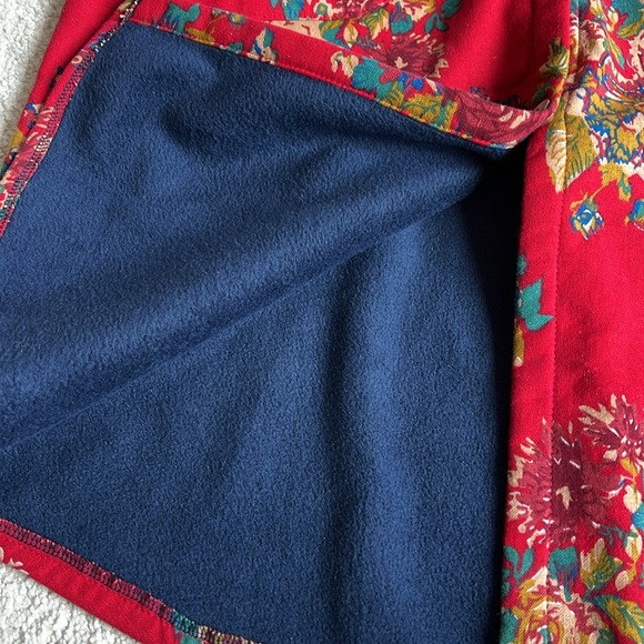 MANDARIN Floral Long Ethnic Coat Jacket Lined Red - Picture 6 of 8